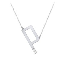 Asymmetrical Initial Necklace with Accent Stones - P