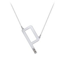 Asymmetrical Initial Necklace with Accent Stones - P