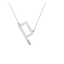 Asymmetrical Initial Necklace with Accent Stones - P