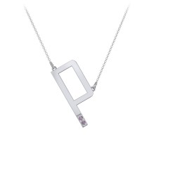 Asymmetrical Initial Necklace with Accent Stones - P