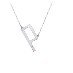 Asymmetrical Initial Necklace with Accent Stones - P