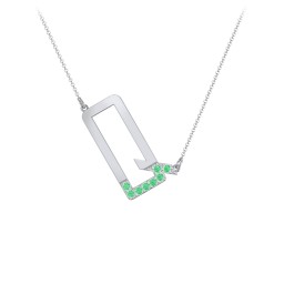 Asymmetrical Initial Necklace with Accent Stones - Q