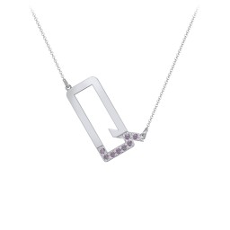 Asymmetrical Initial Necklace with Accent Stones - Q