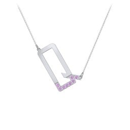 Asymmetrical Initial Necklace with Accent Stones - Q