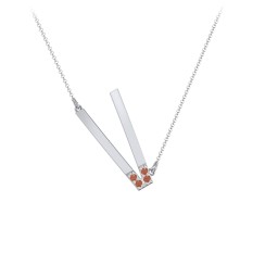 Asymmetrical Initial Necklace with Accent Stones - V