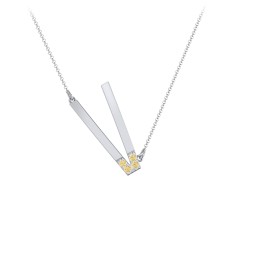 Asymmetrical Initial Necklace with Accent Stones - V