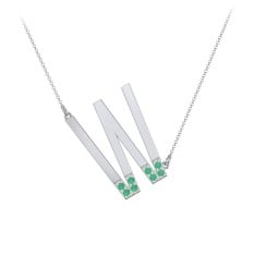 Asymmetrical Initial Necklace with Accent Stones - W