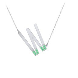 Asymmetrical Initial Necklace with Accent Stones - W