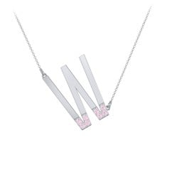 Asymmetrical Initial Necklace with Accent Stones - W