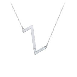 Asymmetrical Initial Necklace with Accent Stones - Z