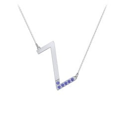 Asymmetrical Initial Necklace with Accent Stones - Z