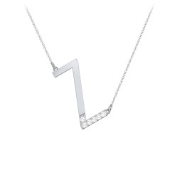 Asymmetrical Initial Necklace with Accent Stones - Z
