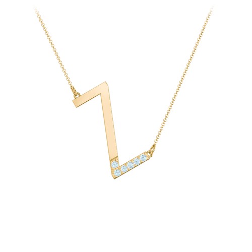 Asymmetrical Initial Necklace with Accent Stones - Z – 18K Gold Plated Silver with Blue Topaz