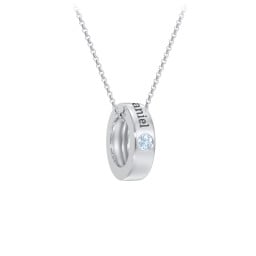 Engravable Gemstone Stacking Ring Charm Necklace - 1