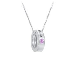 Engravable Gemstone Stacking Ring Charm Necklace - 1