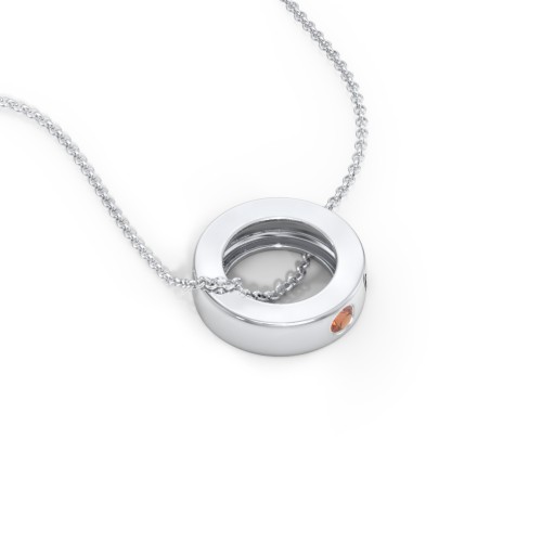Engravable Gemstone Stacking Ring Charm Necklace - 1 – Sterling Silver with Garnet