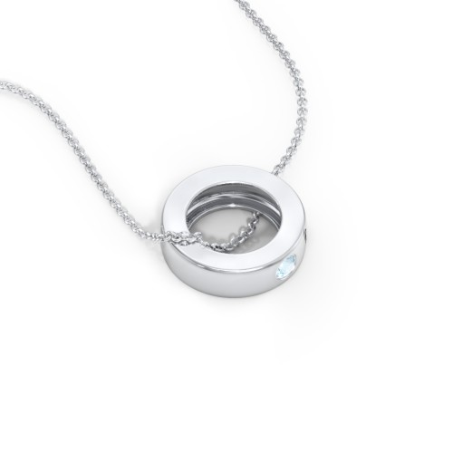 Engravable Gemstone Stacking Ring Charm Necklace - 1 – Sterling Silver with Blue Topaz