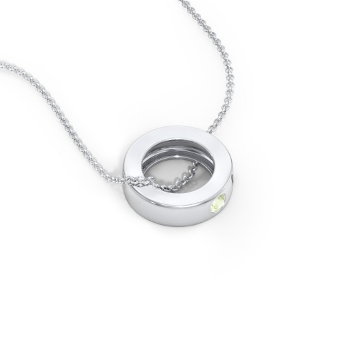 Engravable Gemstone Stacking Ring Charm Necklace - 1 – Sterling Silver with Peridot