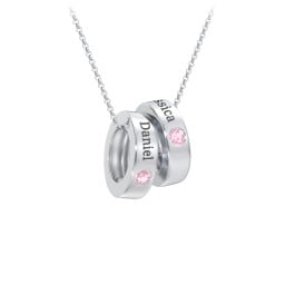 Engravable Gemstone Stacking Ring Charm Necklace - 2