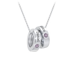 Engravable Gemstone Stacking Ring Charm Necklace - 2 in 925 Sterling Silver with Alexandrite