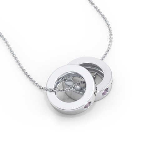 Engravable Gemstone Stacking Ring Charm Necklace - 2 – Sterling Silver with Alexandrite
