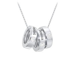 Engravable Gemstone Stacking Ring Charm Necklace - 3