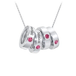 Engravable Gemstone Stacking Ring Charm Necklace - 4