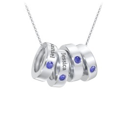 Engravable Gemstone Stacking Ring Charm Necklace - 4