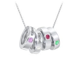 Engravable Gemstone Stacking Ring Charm Necklace - 4