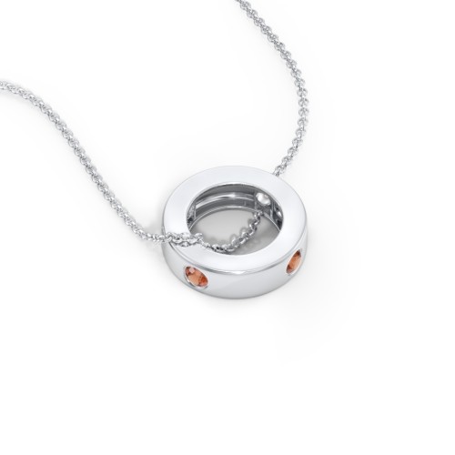 Multi-Gemstone Stacking Ring Charm Necklace - 1 – Sterling Silver with Garnet