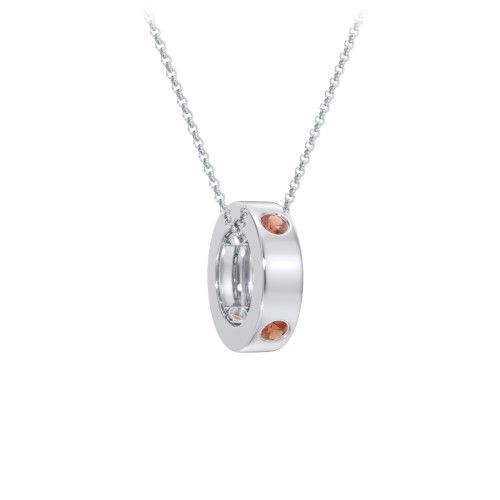 Multi-Gemstone Stacking Ring Charm Necklace - 1 – Sterling Silver with Garnet