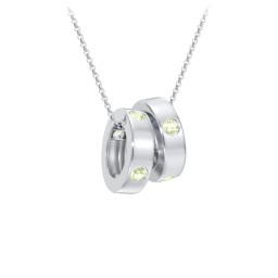 Multi-Gemstone Stacking Ring Charm Necklace - 2 in 925 Sterling Silver with Peridot
