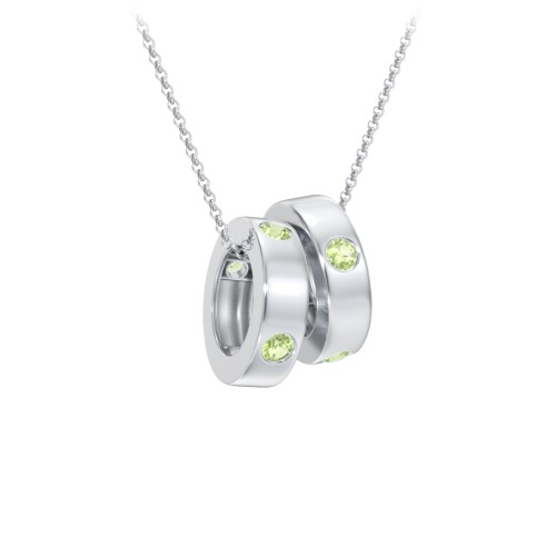 Multi-Gemstone Stacking Ring Charm Necklace - 2 – Sterling Silver with Peridot