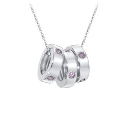 Multi-Gemstone Stacking Ring Charm Necklace - 3 in 925 Sterling Silver