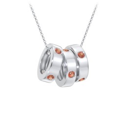 Multi-Gemstone Stacking Ring Charm Necklace - 3 in 925 Sterling Silver with Garnet