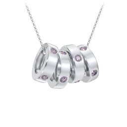 Multi-Gemstone Stacking Ring Charm Necklace - 4