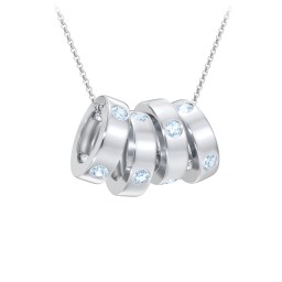 Multi-Gemstone Stacking Ring Charm Necklace - 4 in 925 Sterling Silver with Blue Topaz