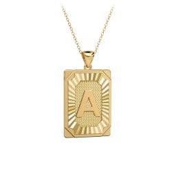 Engravable 18K Gold Plated Initial Tag Pendant Necklace