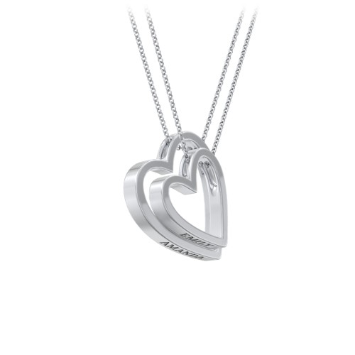 Engravable Heart In Heart Necklace Set – Sterling Silver
