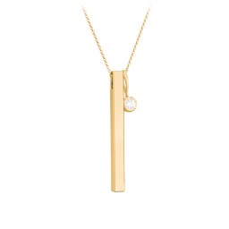 Engravable Vertical 3D Bar Necklace with 1-Stone Charm