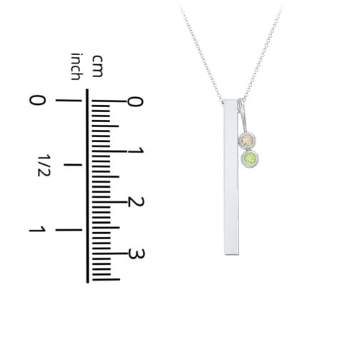 Engravable Vertical 3D Bar Necklace with 2-Stone Charm