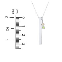 Engravable Vertical 3D Bar Necklace with 2-Stone Charm