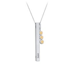 Engravable Vertical 3D Bar Necklace with 3-Stone Charm