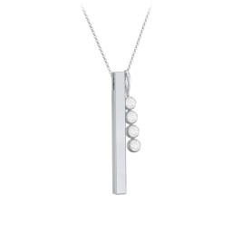 Engravable Vertical 3D Bar Necklace with 4-Stone Charm