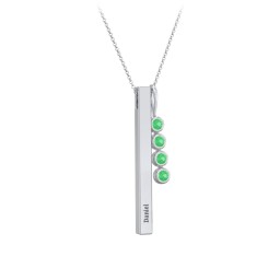 Engravable Vertical 3D Bar Necklace with 4-Stone Charm
