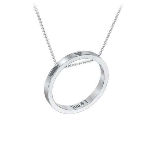 Engravable Floating Circle Necklace with Heart Cutout
