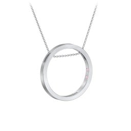 Engravable Floating Circle Necklace with Hidden Gemstones