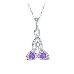 Celtic Motherhood Knot Birthstone Necklace in 925 Sterling Silver with Amethyst