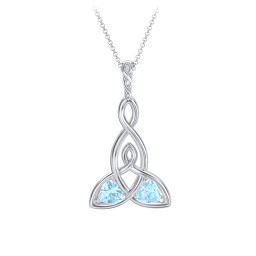 Celtic Motherhood Knot Birthstone Necklace in 925 Sterling Silver with Blue Topaz