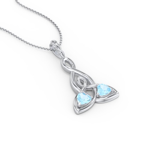 Celtic Motherhood Knot Birthstone Necklace – Sterling Silver with Blue Topaz